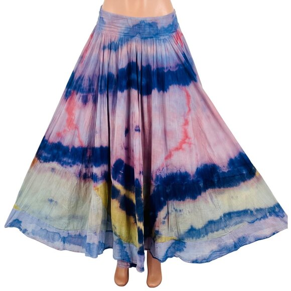 RARE VTG Free People Tie Dye Gauzy Maxi Skirt M | Boho Luxe Whimsigoth Festival - Picture 14 of 16